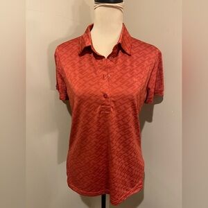 J.Lindeberg  Burnt Orange Geometric Golf Polo, size Large